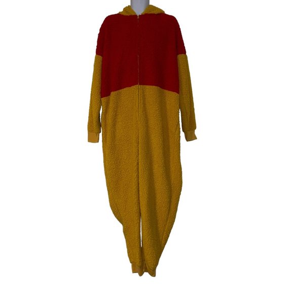 Disney Winnie the Pooh Unionsuit Costume Pajamas Mens L XL Faux